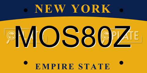 MOS80Z New York License Plate