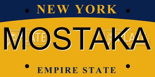 MOSTAKA New York License Plate
