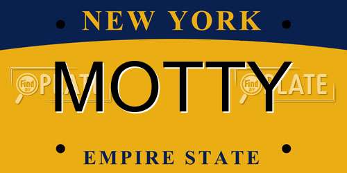 MOTTY New York License Plate