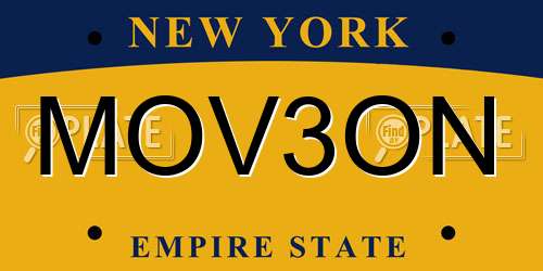 MOV3ON New York License Plate