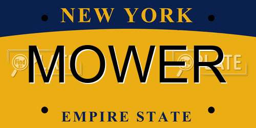 MOWER New York License Plate