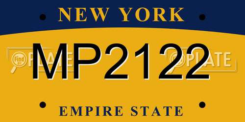 MP2122 New York License Plate