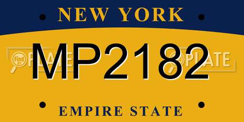 MP2182 New York License Plate