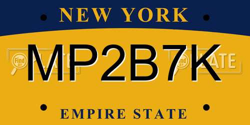 MP2B7K New York License Plate