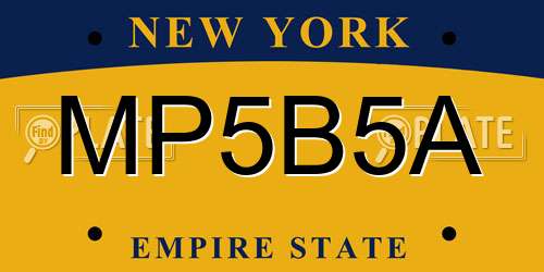 MP5B5A New York License Plate