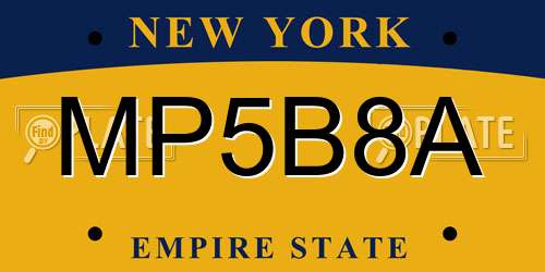 MP5B8A New York License Plate