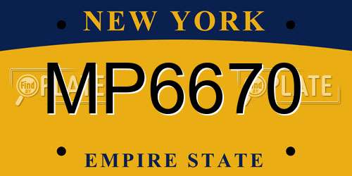 MP6670 New York License Plate