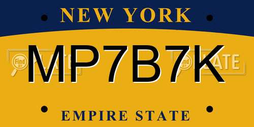 MP7B7K New York License Plate