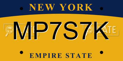 MP7S7K New York License Plate