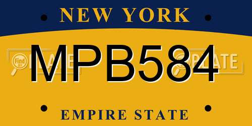 MPB584 New York License Plate