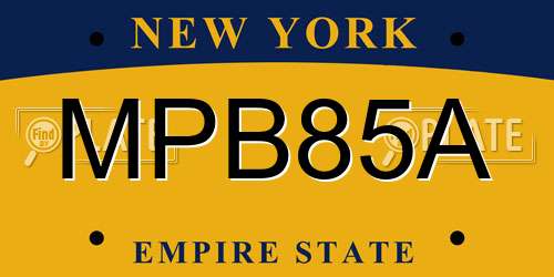 MPB85A New York License Plate