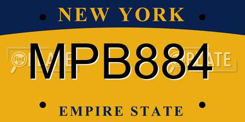 MPB884 New York License Plate
