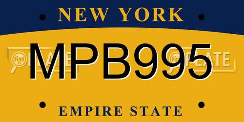 MPB995 New York License Plate
