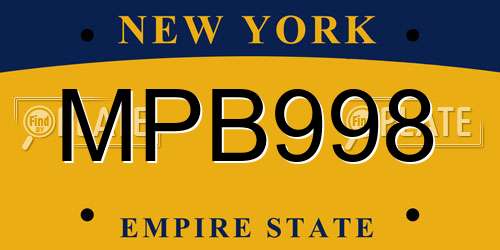 MPB998 New York License Plate
