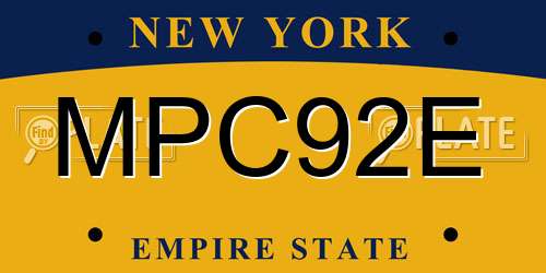 MPC92E New York License Plate