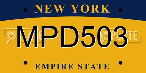 MPD503 New York License Plate