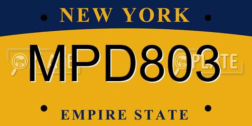 MPD803 New York License Plate