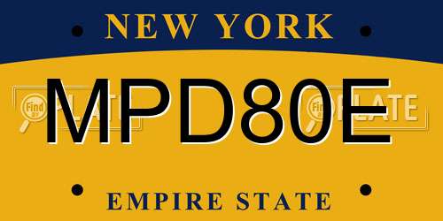 MPD80E New York License Plate