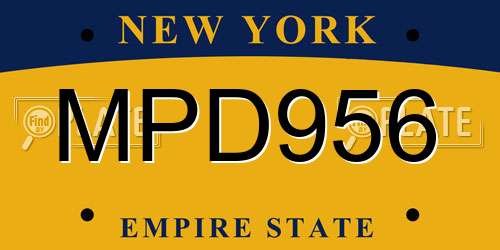 MPD956 New York License Plate
