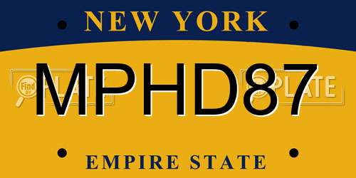 MPHD87 New York License Plate