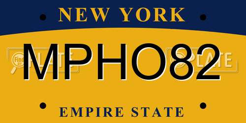 MPHO82 New York License Plate