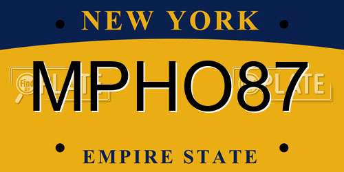 MPHO87 New York License Plate