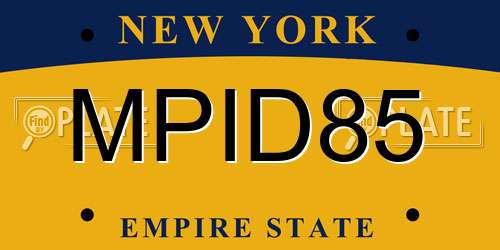 MPID85 New York License Plate