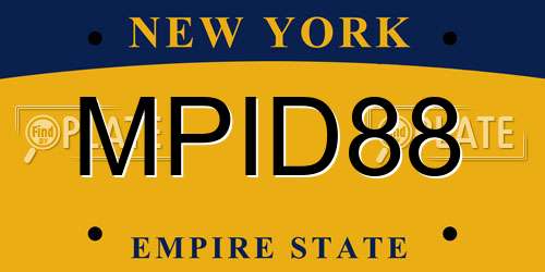 MPID88 New York License Plate