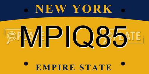 MPIQ85 New York License Plate