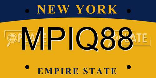 MPIQ88 New York License Plate