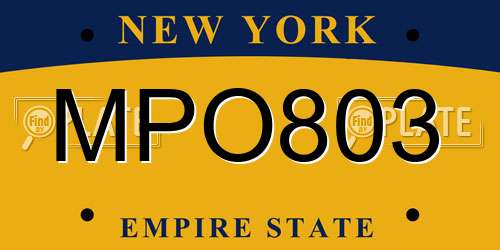 MPO803 New York License Plate