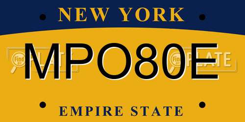 MPO80E New York License Plate