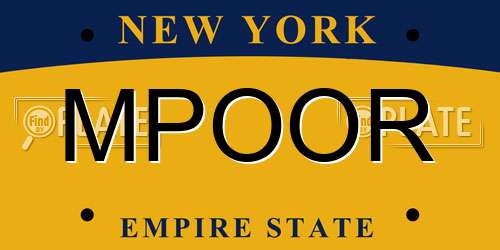 MPOOR New York License Plate
