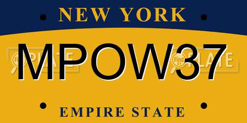 MPOW37 New York License Plate