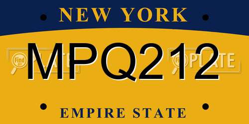 MPQ212 New York License Plate