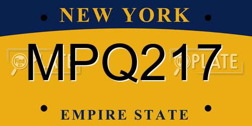 MPQ217 New York License Plate
