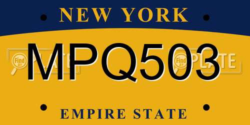 MPQ503 New York License Plate