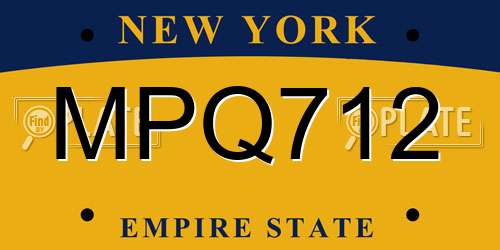 MPQ712 New York License Plate