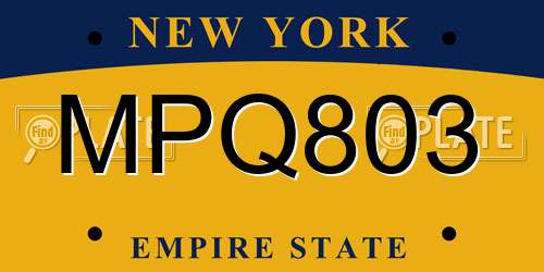 MPQ803 New York License Plate