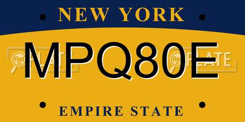 MPQ80E New York License Plate