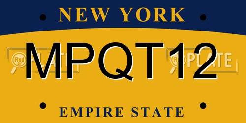 MPQT12 New York License Plate