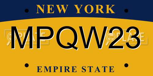 MPQW23 New York License Plate