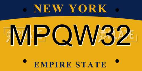 MPQW32 New York License Plate