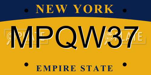 MPQW37 New York License Plate