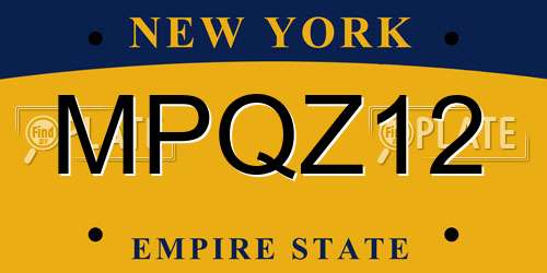 MPQZ12 New York License Plate