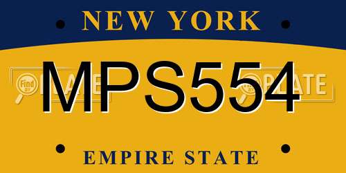 MPS554 New York License Plate