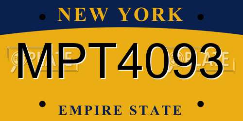 MPT4093 New York License Plate