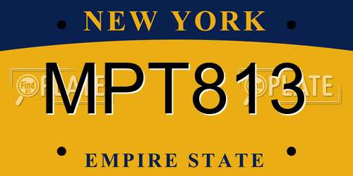 MPT813 New York License Plate