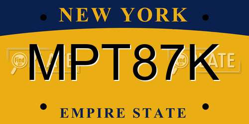 MPT87K New York License Plate