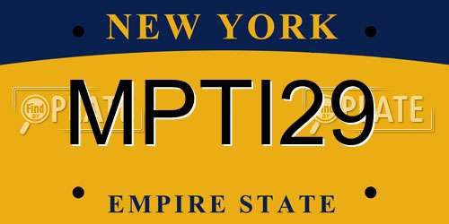 MPTI29 New York License Plate